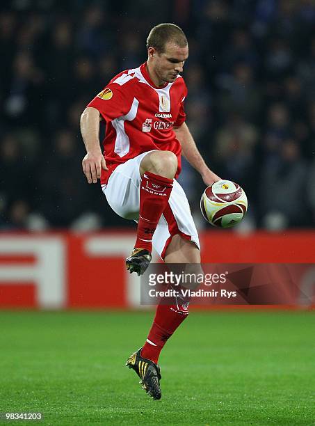 Benjamin Nicaise of Liege in action during the UEFA Europa League quarter final second leg match between Standard Liege and Hamburger SV at Maurice...