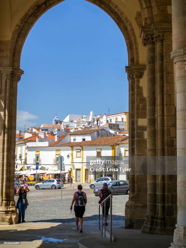 The arched entrance to the Igreja de Sao Francisco, Evora...