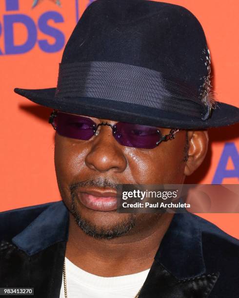 Singer Bobby Brown poses for photos in the press poom at the 2018 BET Awards at Microsoft Theater on June 24, 2018 in Los Angeles, California.