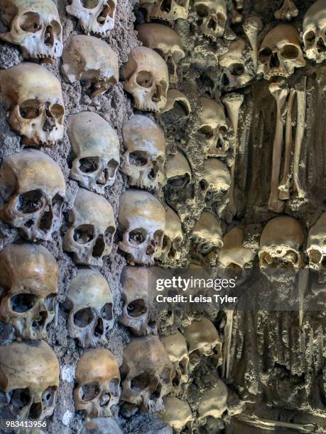 The Capela dos Ossos, a 16th century chapel built of human bones by a Franciscan monk in Evora, Portugal. The monk wanted to encourage visitors to...