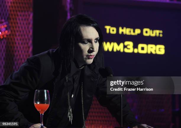 Musician Marilyn Manson on stage at the 2nd annual Revolver Golden Gods Awards held at Club Nokia on April 8, 2010 in Los Angeles, California. On...
