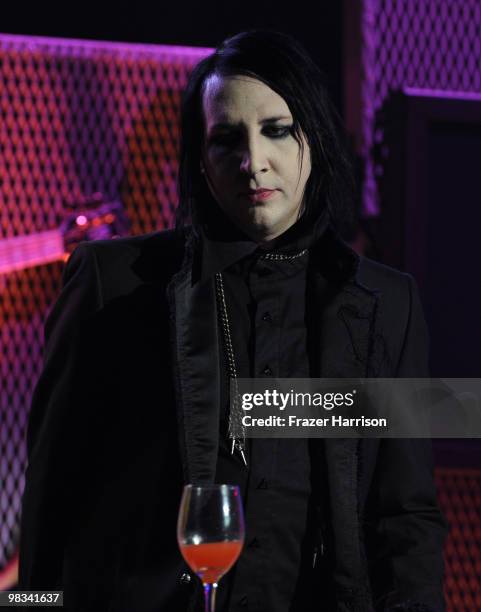 Musician Marilyn Manson on stage at the 2nd annual Revolver Golden Gods Awards held at Club Nokia on April 8, 2010 in Los Angeles, California.