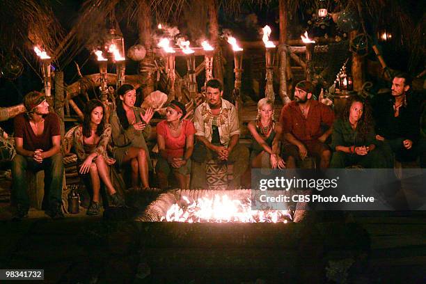 Tyson Apostol, Danielle DiLorenzo, Parvati Shallow, Sandra Diaz, Rob Mariano, Courtney Yates, Russell Hantz, Jerri Manthey, and Benjamin "Coach"...