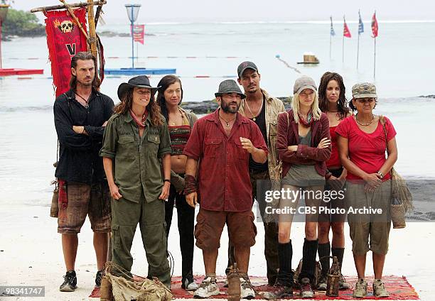 Benjamin "Coach" Wade, Jerri Manthey, Parvati Shallow, Russell Hantz, Rob Mariano, Courtney Yates, Danielle DiLorenzo and Sandra Diaz, during the...