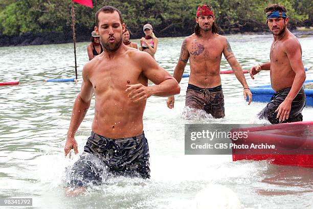 Sandra Diaz, Colby Donaldson, Parvati Shallow, Courtney Yates, Benjamin "Coach" Wade, and James "J.T" Thomas Jr. During the reward challenge,...