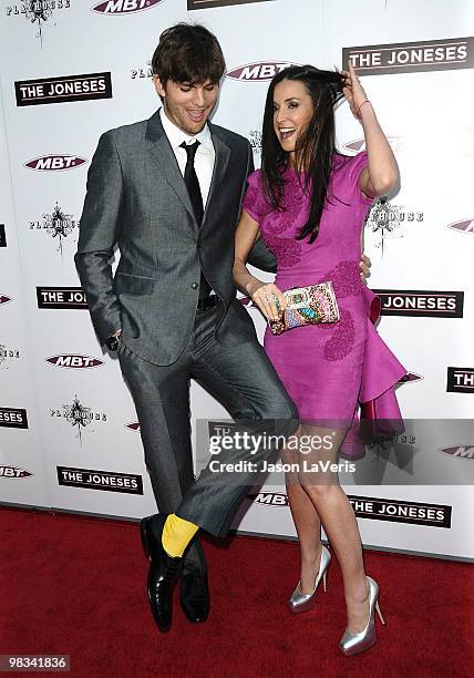 Actor Ashton Kutcher and actress Demi Moore attend the premiere of "The Joneses" at ArcLight Cinemas on April 8, 2010 in Hollywood, California.