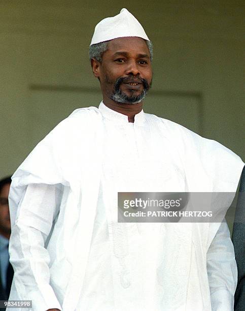 File photo taken on October 21, 1989 shows then-Chadian President Hissene Habre on an official visit in Paris. Ten years after Chadian dictator...