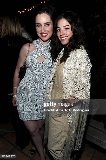 Actress Zoe Lister-Jones and actress Olivia Thirlby attend the after party for the Los Angeles premiere of IFC's "Breaking Upwards" held at The...