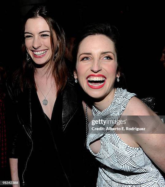 Actress Anne Hathaway and actress Zoe Lister-Jones attend the after party for the Los Angeles premiere of IFC's "Breaking Upwards" held at The Silent...