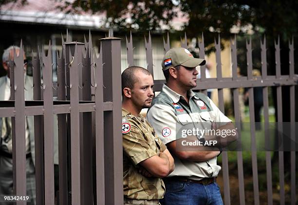 Members Afrikaner Weerstandsbeweging Awb Stand Guard Foto stock