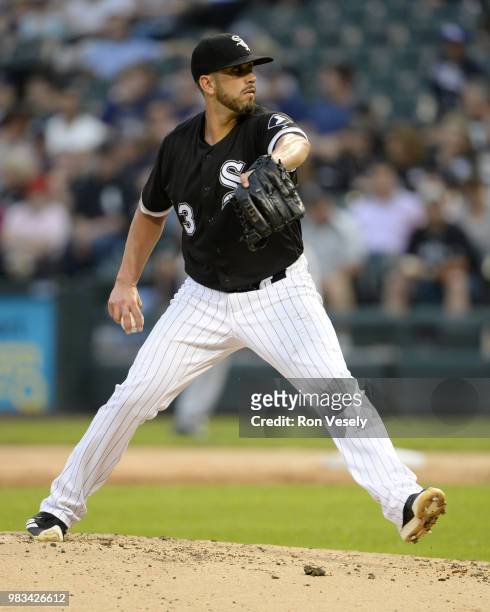 James Shields of the Chicago White Sox pitches against the Cleveland Indians on June 12, 2018 at Guaranteed Rate Field in Chicago, Illinois.