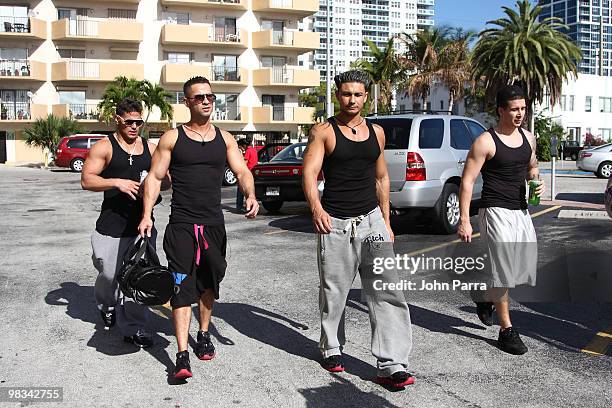 The Jersey Shore' cast members Ronnie Ortiz-Magro, Michael 'The Situation' Sorrentino, Paul "Pauly D" DelVecchio and Vinny Guadagnino are seen on...