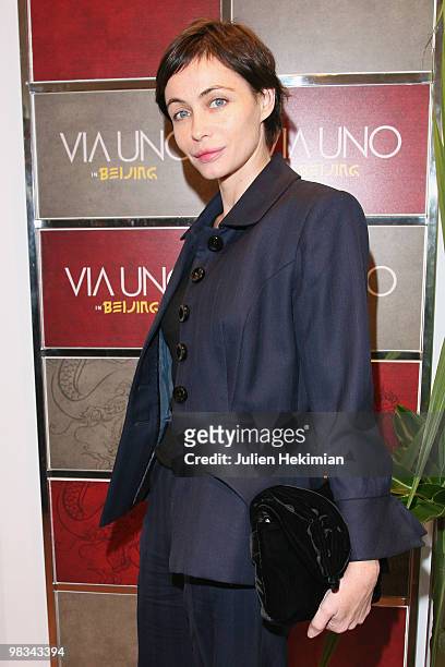 Emmanuelle Beart attends the Via Uno flagship opening celebration at Via Uno Boutique on December 3, 2009 in Paris, France.