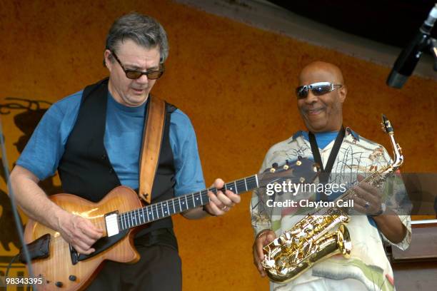 Steve Miller and John Handy performing at the New Orleans Jazz & Heritage Festival on April 29, 2004.