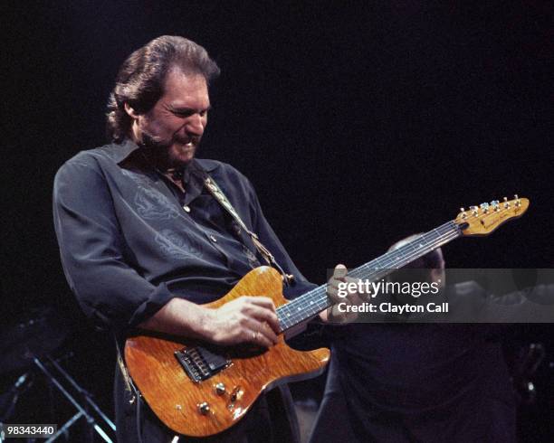 Steve Cropper performing with Dave Edmunds R&R Revue at the Warfield Theater in San Francisco on April 7, 1990. He plays a Peavey Generation guitar.