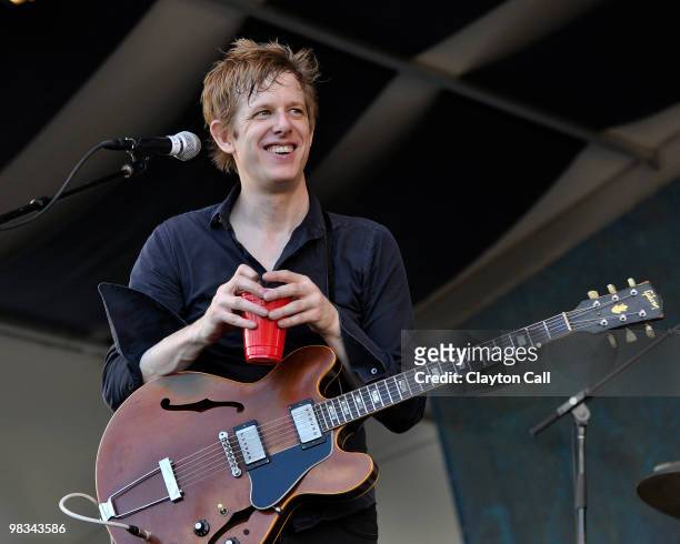 Britt Daniel performing with Spoon at the New Orleans Jazz & Heritage Festival on April 24, 2009.