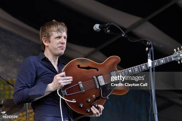 Britt Daniel performing with Spoon at the New Orleans Jazz & Heritage Festival on April 24, 2009.