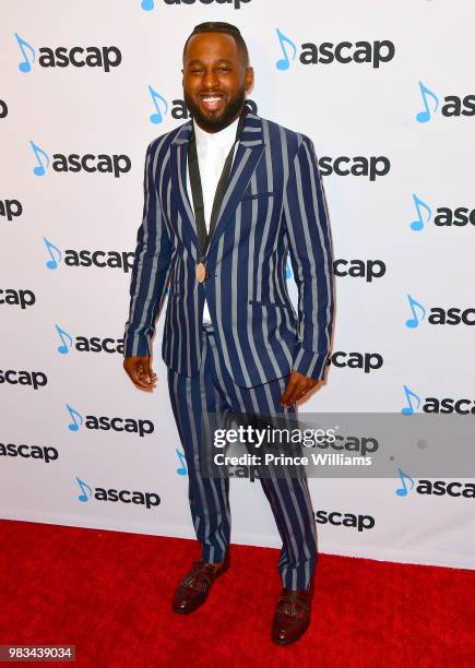 Camper attends the 31st Annual Rhythm and Soul Music Awards - Arrivals at the Beverly Wilshire Four Seasons Hotel on June 21, 2018 in Beverly Hills,...