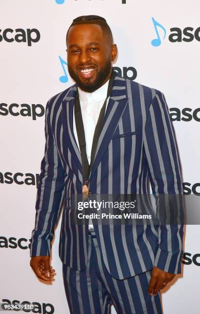 Camper attends the 31st Annual Rhythm and Soul Music Awards - Arrivals at the Beverly Wilshire Four Seasons Hotel on June 21, 2018 in Beverly Hills,...