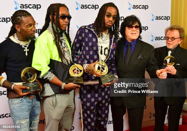 Offset, Takeoff and Quavo of Migos, ASCAP EVP, Membership John Titta, ASCAP President and Paul Williams attend the 31st Annual Rhythm and Soul Music...