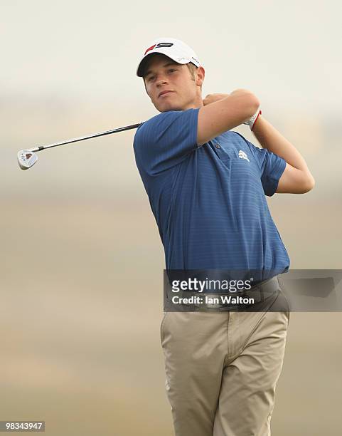 Sam Hutsby of England in action during the 2nd round of the Madeira Islands Open at the Porto Santo golf club on April 9, 2010 in Porto Santo Island,...