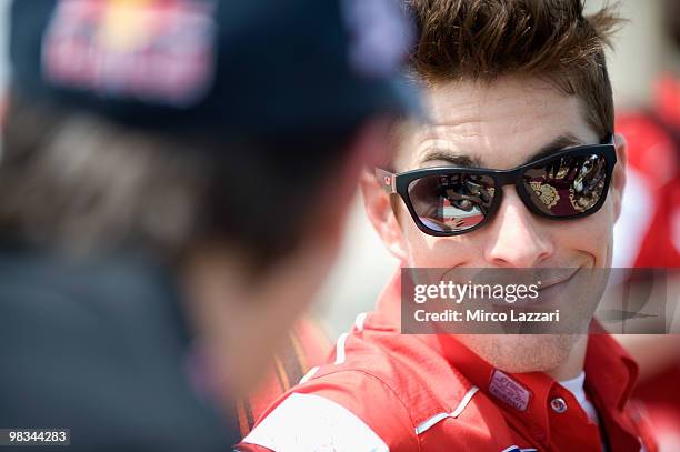 Nicky Hayden of USA and Ducati Marlboro Team looks during the event of "Riders go on boat trip in Doha" during the first Grand Prix of the 2010...