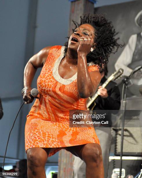 Sharon Jones & The Dap Kings performing live at the New Orleans Jazz & Heritage Festival on April 26, 2009.