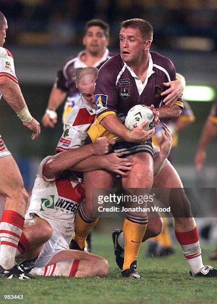 Shane Webcke of the Broncos in action during the round ten NRL match played between the Brisbane Broncos and the St George Illawarra Dragons at the...