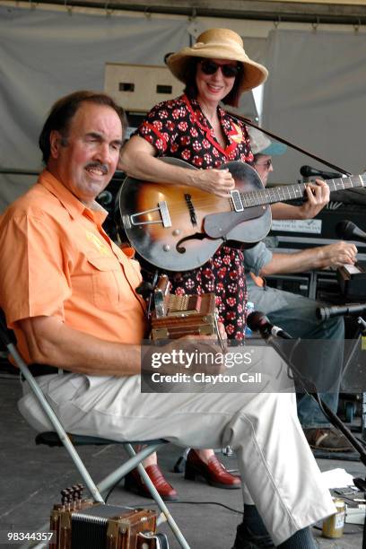 Mark and Ann Savoy performing with the Savoy Family Band at the New Orleans Jazz & Heritage Festival on May 5, 2006.