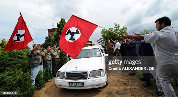 Members Afrikaner Weerstandsbeweging Awb Stand Guard Foto stock