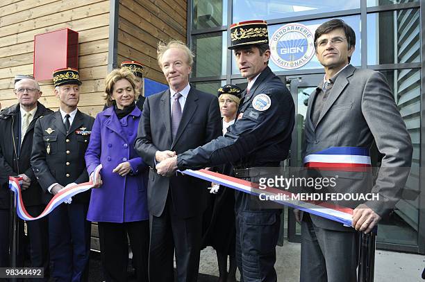 French Interior minister Brice Hortefeux , Chief of National Gendarmerie Intervention Group General Denis Favier , Mayor of Versailles Francois de...