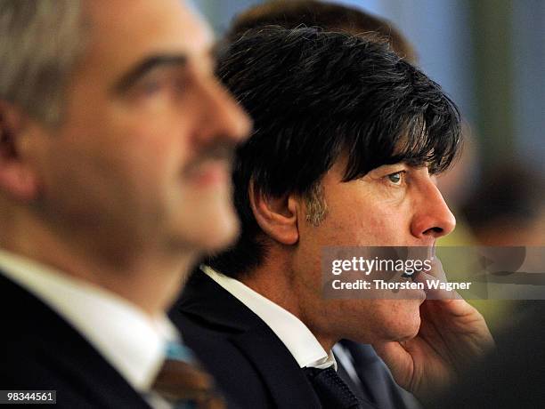 Head coach of German National Football team Joachim Loew is seen during the German Football Association Bundestag at the Steigenberger Airport Hotel...