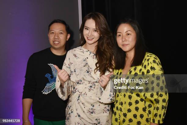 Kenzo Designer Humberto Leon, actress Wei Qi and Kenzo co designer Carol Lim attend the Kenzo Menswear /womenswear Spring/Summer 2019 show as part of...