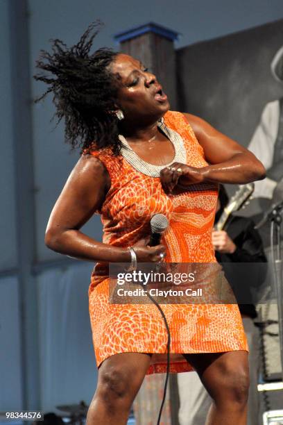 Sharon Jones & The Dap Kings performing live at the New Orleans Jazz & Heritage Festival on April 26, 2009.