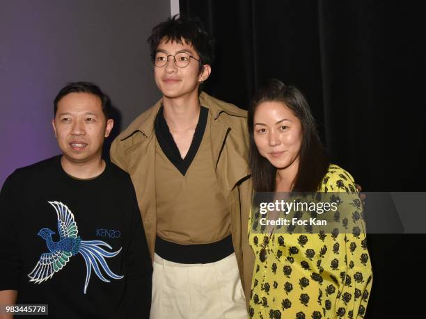 Kenzo Designer Humberto Leon, Chu Xiao Qu and Kenzo co designer Carol Lim attend the Kenzo Menswear /womenswear Spring/Summer 2019 show as part of...