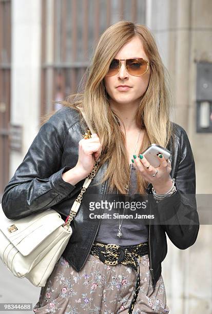 Fearne Cotton sighted leaving BBC Radio One on April 9, 2010 in London, England.