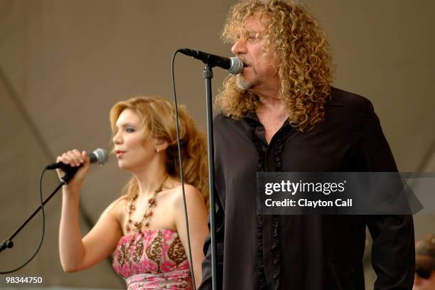 Robert Plant and Alison Krauss performing at the New Orleans Jazz Festival on April 25, 2008.