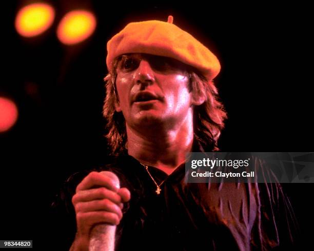 Rod Stewart performing at the Oakland Coliseum on November 10, 1984.