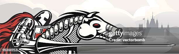 ritterturnier knight - ritterrüstung stock-grafiken, -clipart, -cartoons und -symbole