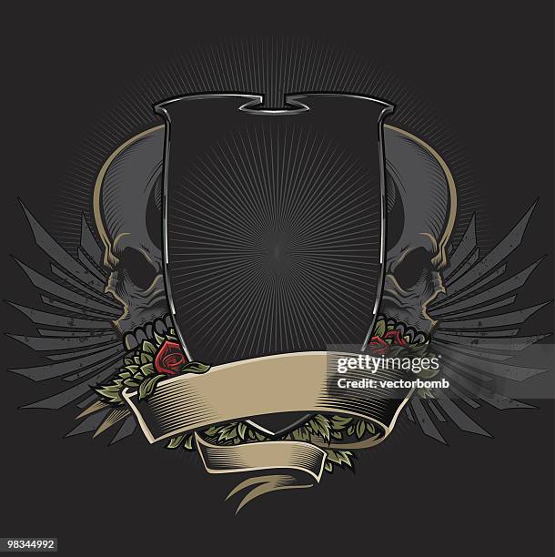 Skull Coat Of Arms Patch – Heat Seal / Tattoo Style – Gendarmerie GIGN Theme