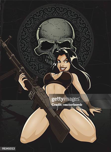 gunner girl - leather texture stock illustrations