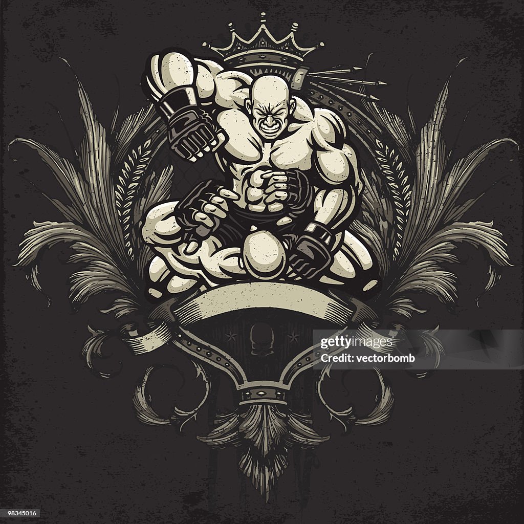 Ultimate Fighter Punching Opponent: Heraldry Crest Version