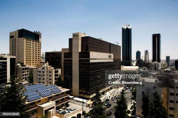 The headquarters of Arab Bank Plc, center, and Al Abdali district sits on the city skyline in Amman, Jordan, on Thursday, June 21, 2018. President...