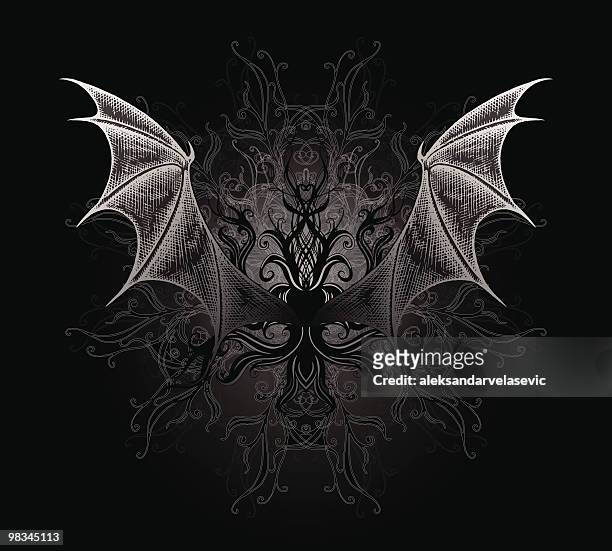 ilustrações de stock, clip art, desenhos animados e ícones de asas de dragão - gothic style