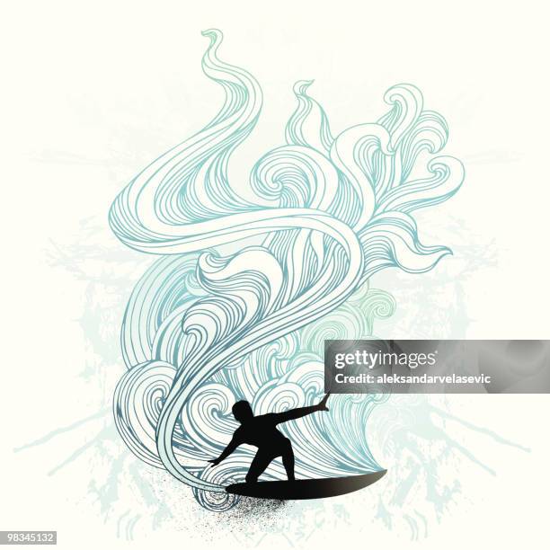 retro-surf - surfbrett stock-grafiken, -clipart, -cartoons und -symbole