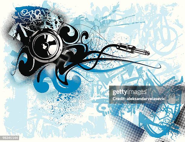 stockillustraties, clipart, cartoons en iconen met grunge sound - techno