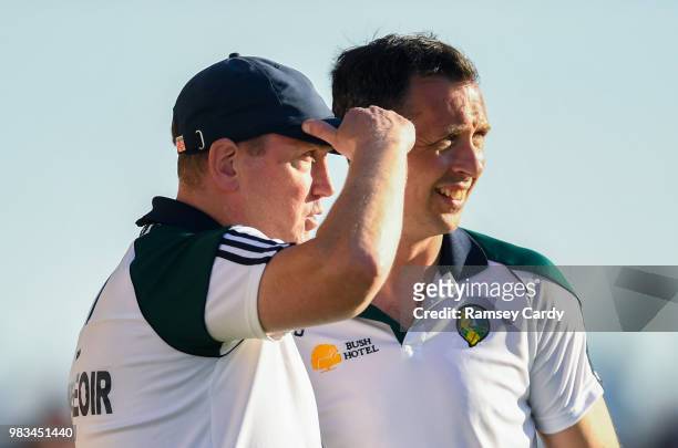Carrick-on-Shannon , Ireland - 23 June 2018; Leitrim manager Brendan Guckian, left, and selector Michael Moyles during the GAA Football All-Ireland...