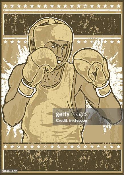 ilustraciones, imágenes clip art, dibujos animados e iconos de stock de vintage boxeador - boxing