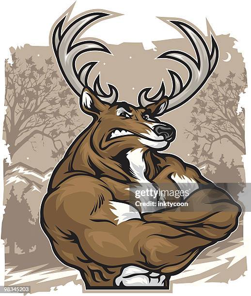 deer überkreuzten - geweih stock-grafiken, -clipart, -cartoons und -symbole