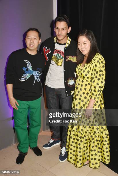 Designer Humberto Leon, Amir El Kacem and designer Carol Lim attend the Kenzo Menswear /womenswear Spring/Summer 2019 show as part of Paris Fashion...